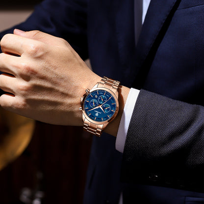 Mens Waterproof Multifunctional Quartz Watch
