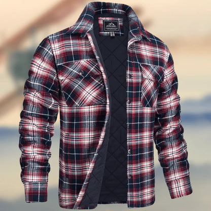 Men Plaid Thickened Cotton Hooded Jacket Coat