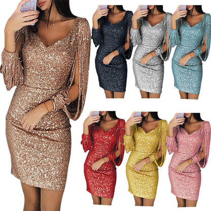 Womens Tassel Bodycon Dress