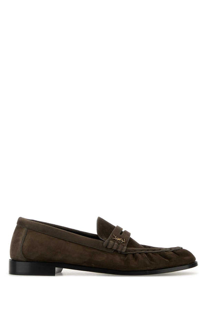 SAINT LAURENT Mud Suede Loafers for Men