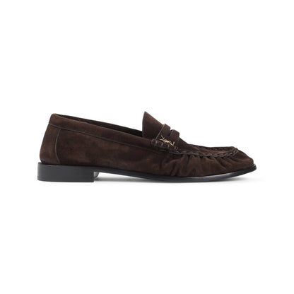 SAINT LAURENT Suede Loafers with Cassandre Detailing