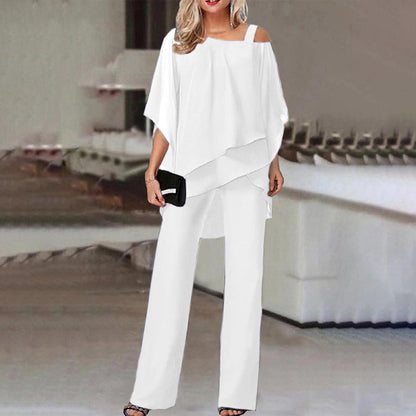 Batwing Sleeve Off-Shoulder Top and Long Pants