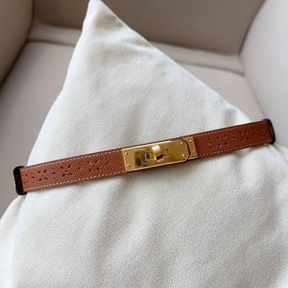 Hermes Men Gold Buckle Belt &