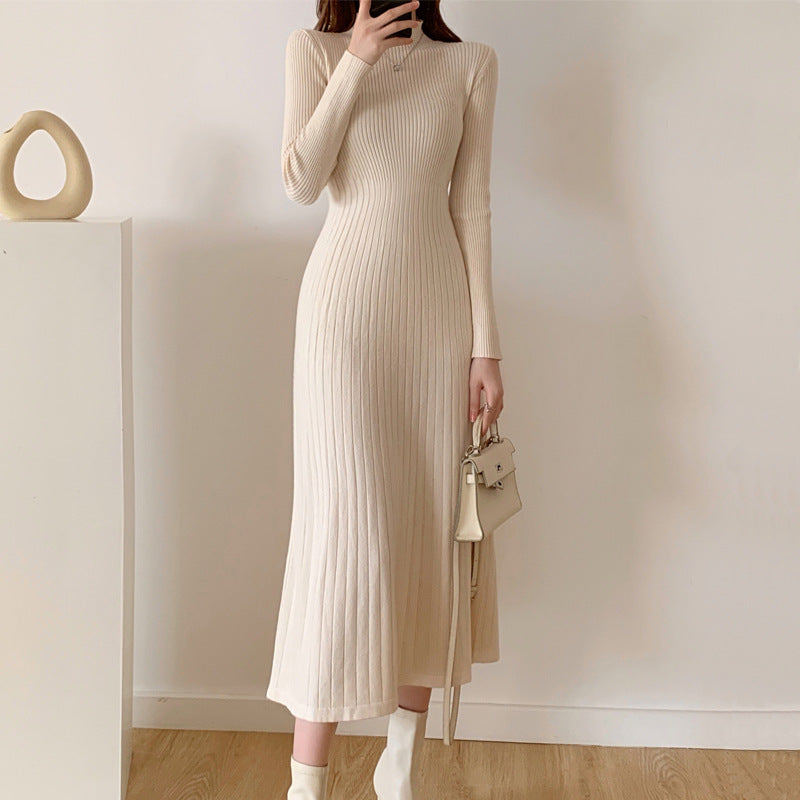 Womens Half Turtleneck Knitted Dress
