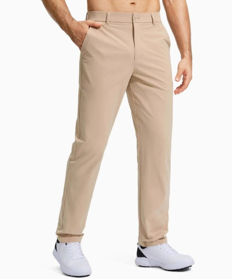 Straight-leg solid-color suit pants