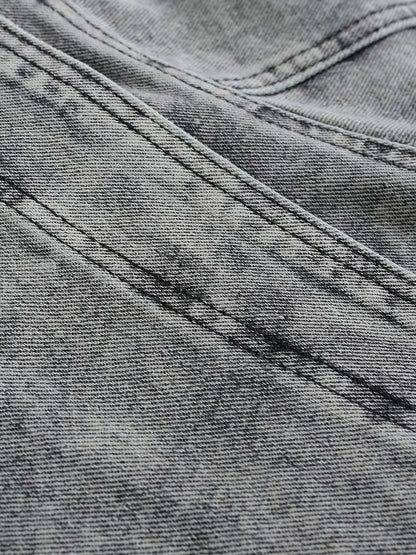 Retro Heavy-Duty Denim Jacket with Stand Collar