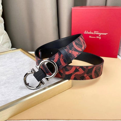 Salvatore Ferragamo Adjustable &amp; Reversible Logo All Over Men Belt &