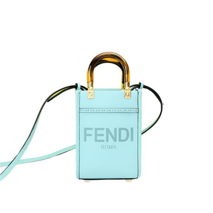 Fendi  Vitello King Plexiglass Logo Embossed Mini Fendi Sunshine Shopper Tote