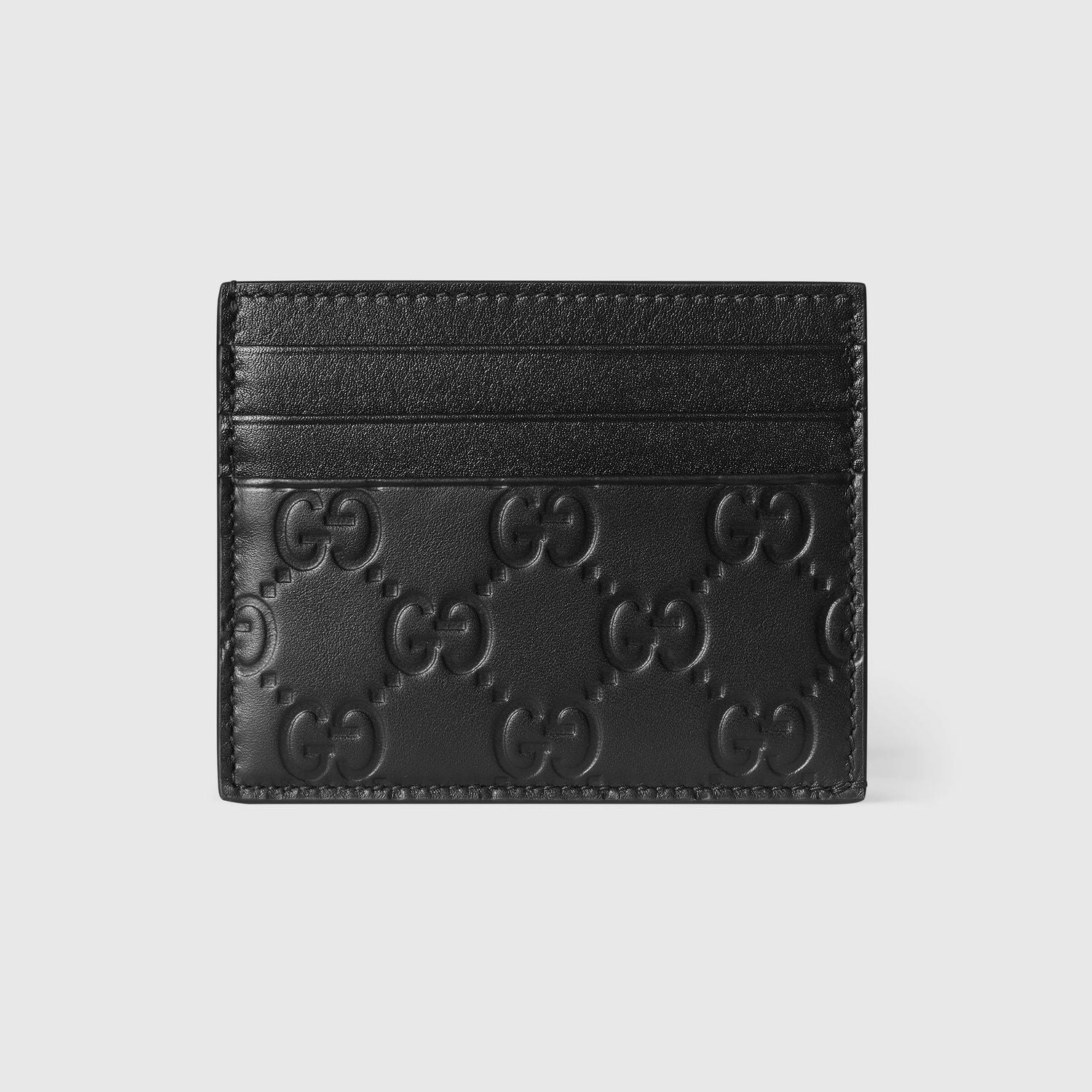 GUCCI Mini Leather Card Holder with Embossed Pattern - Dimensions: 10 x 8 cm