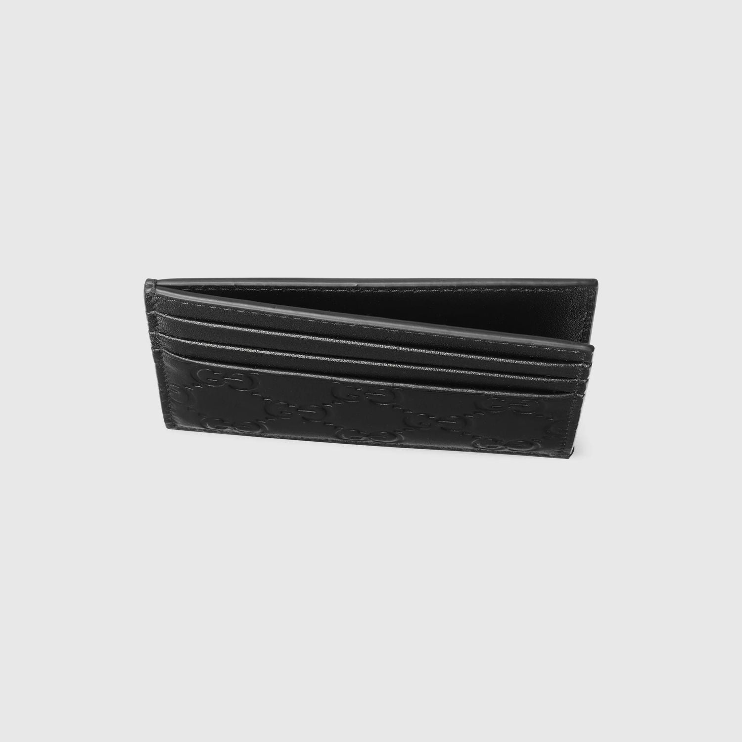 GUCCI Mini Leather Card Holder with Embossed Pattern - Dimensions: 10 x 8 cm