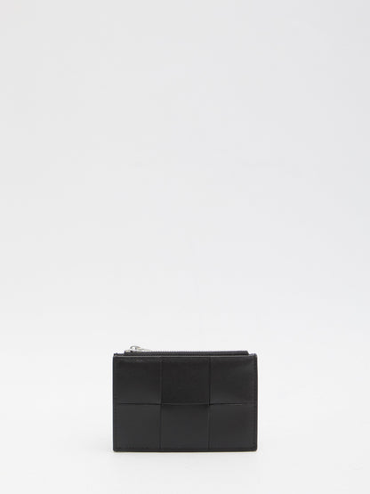 BOTTEGA VENETA Mini Leather Card Holder with Zippered Coin Pocket