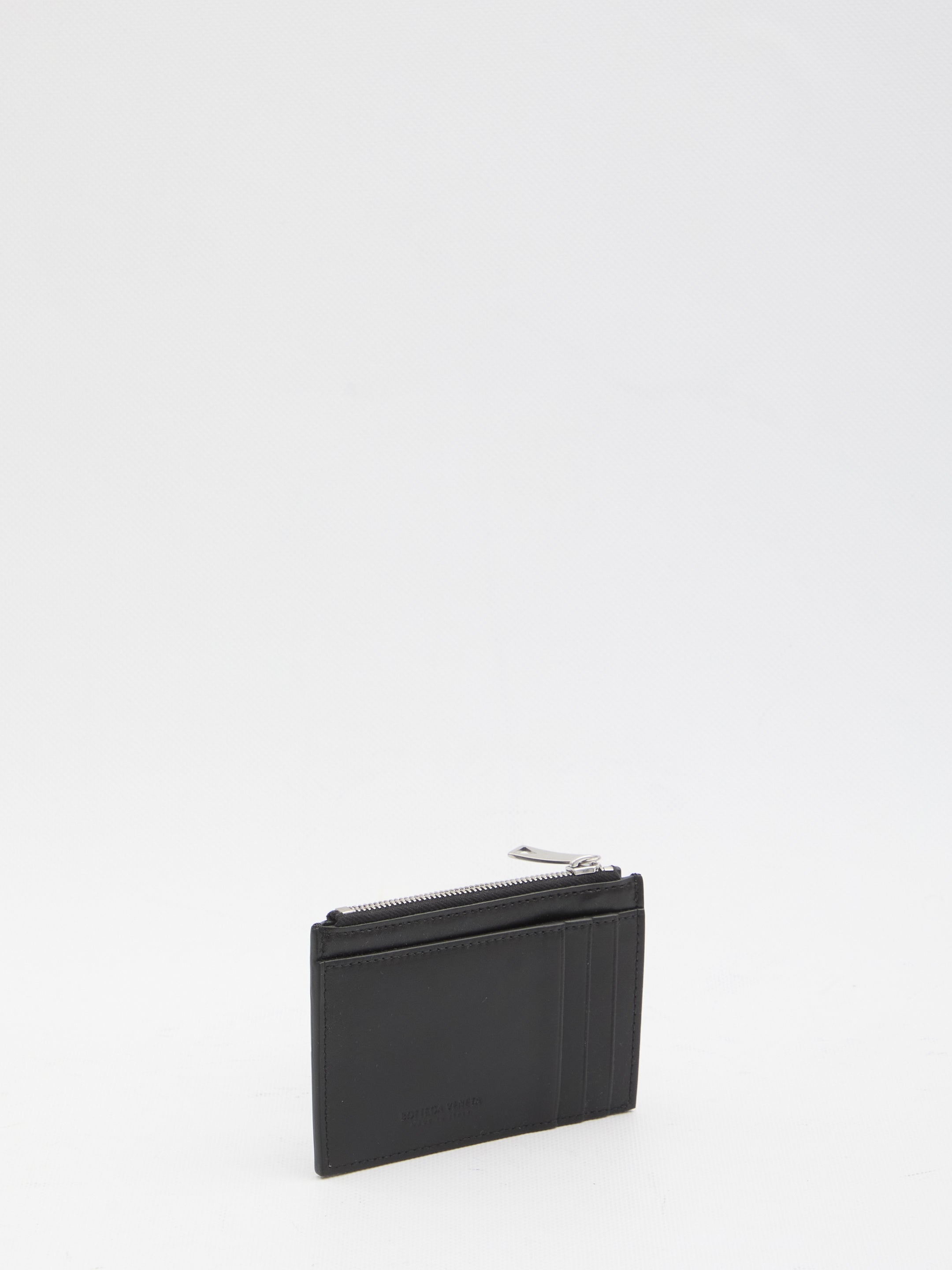BOTTEGA VENETA Mini Leather Card Holder with Zippered Coin Pocket