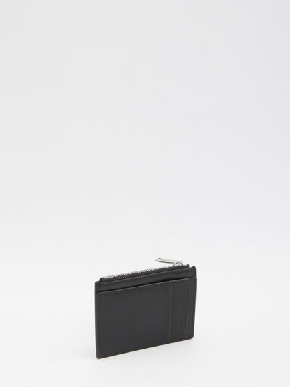 BOTTEGA VENETA Mini Leather Card Holder with Zippered Coin Pocket