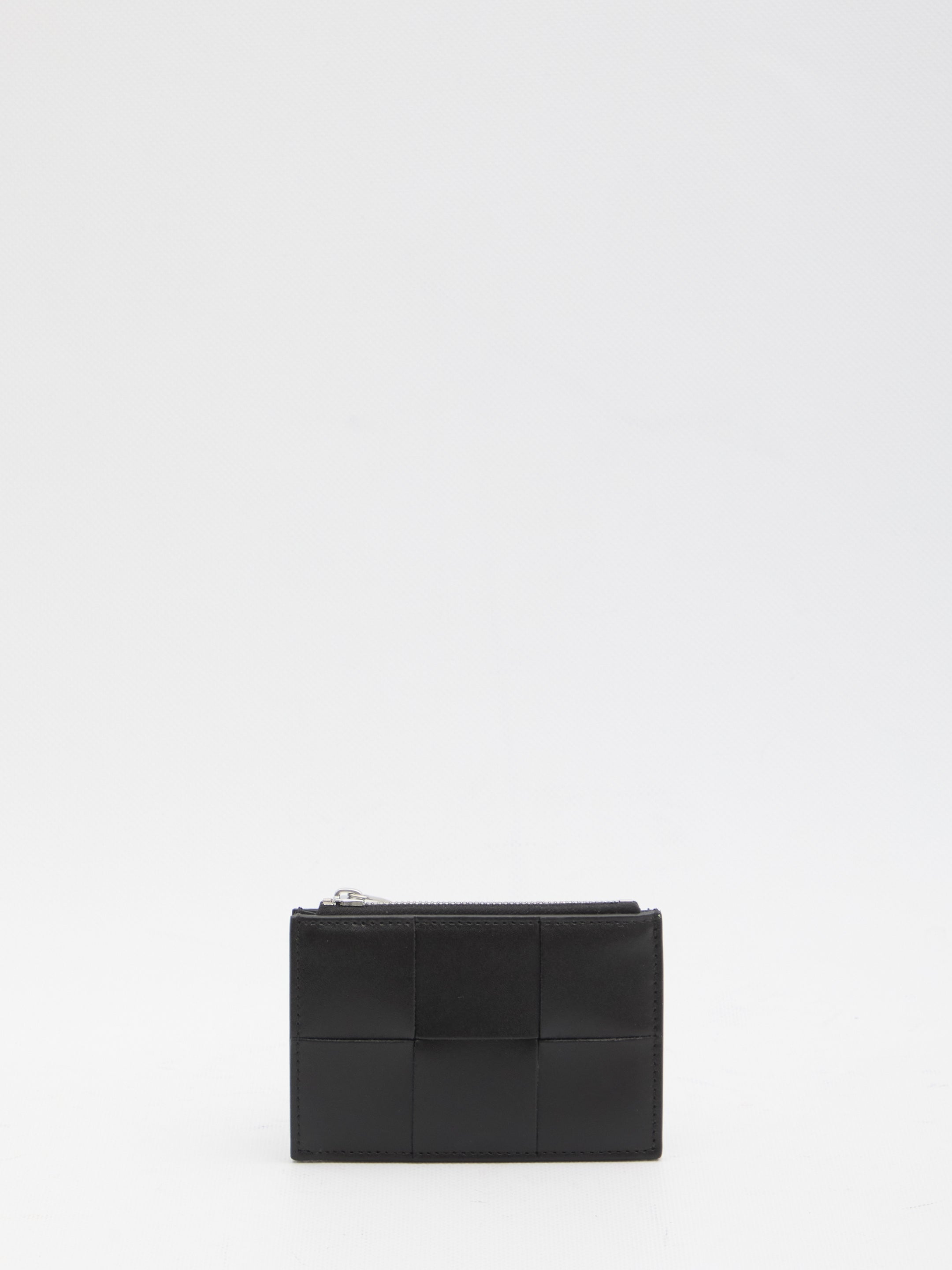 BOTTEGA VENETA Mini Leather Card Holder with Zippered Coin Pocket