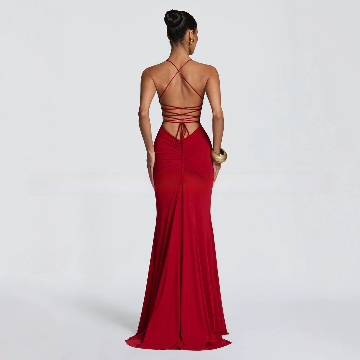 V-Neck Bodycon Fishtail Evening Dress