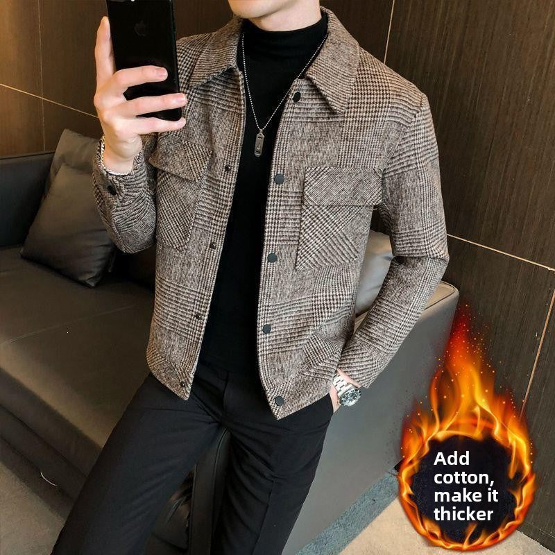 Mens Woolen Jacket Short Overcoat