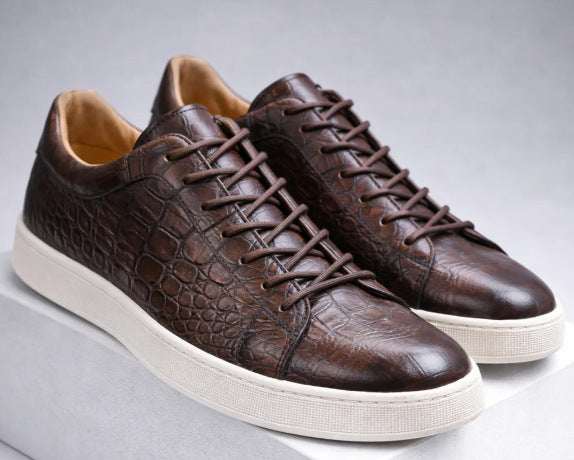 Mens Leather Lace-Up Casual Shoes
