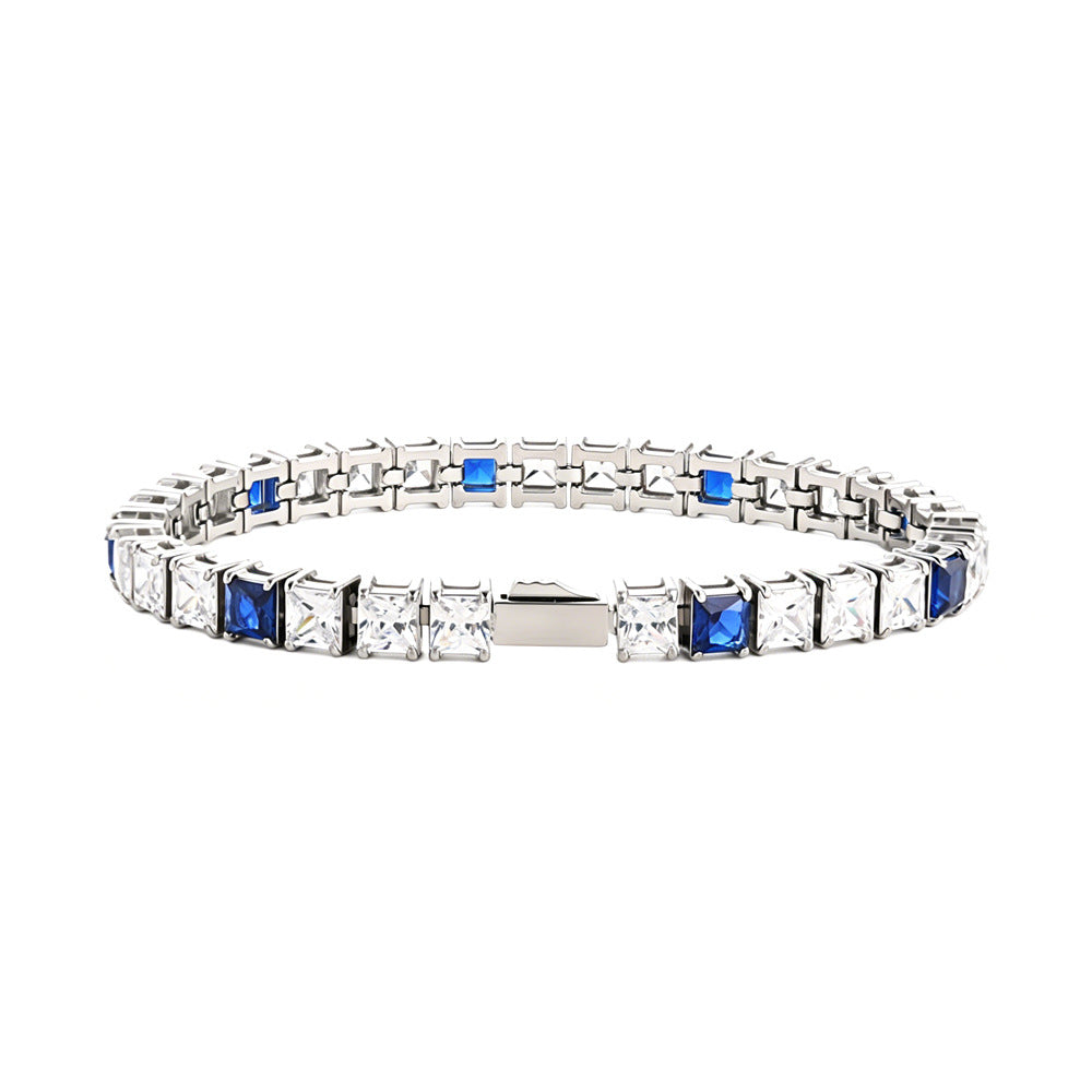 Stainless Steel Tennis Chain Bracelet Square Zircon Light Luxury Jewelry