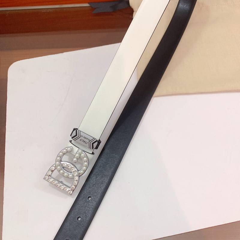 Dolce Gabbana Calfskin belt with bejeweled DG logo &