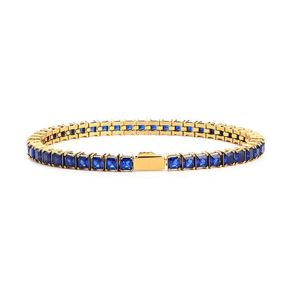 Stainless Steel Tennis Chain Bracelet Square Zircon Light Luxury Jewelry