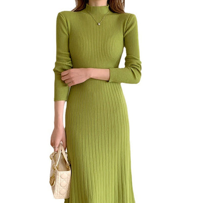 Womens Half Turtleneck Knitted Dress