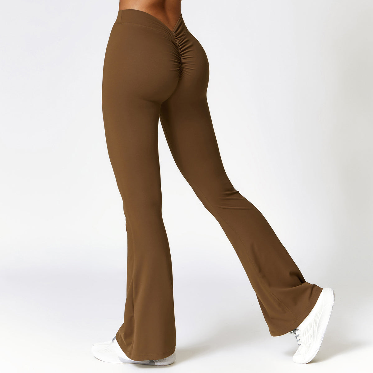 High Waist Flared Yoga Pants with Quick Dry Fabric
