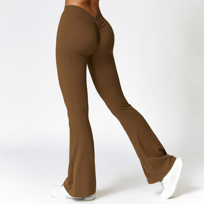 High Waist Flared Yoga Pants with Quick Dry Fabric