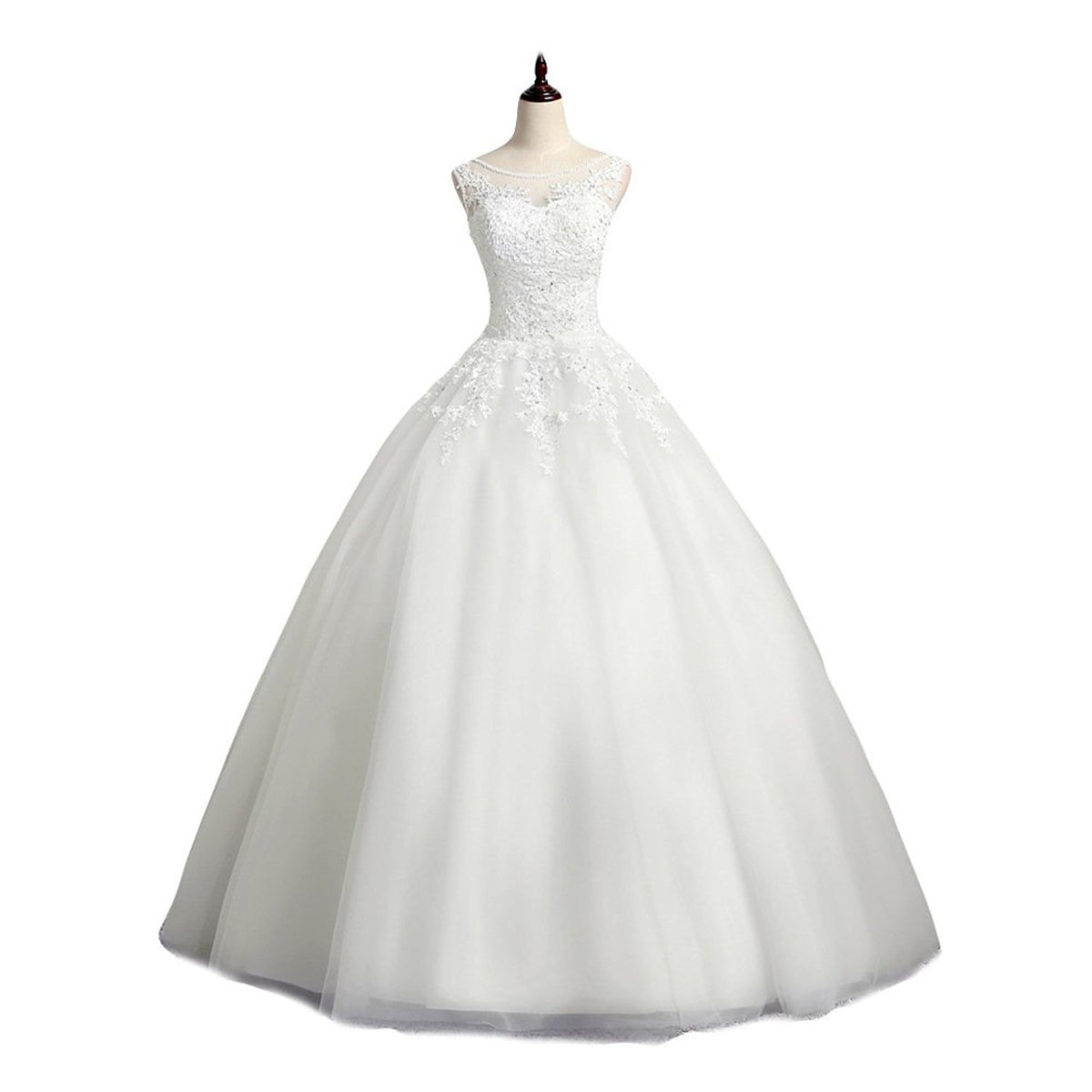 Ivory White Lace Maternity Wedding Dress with Train