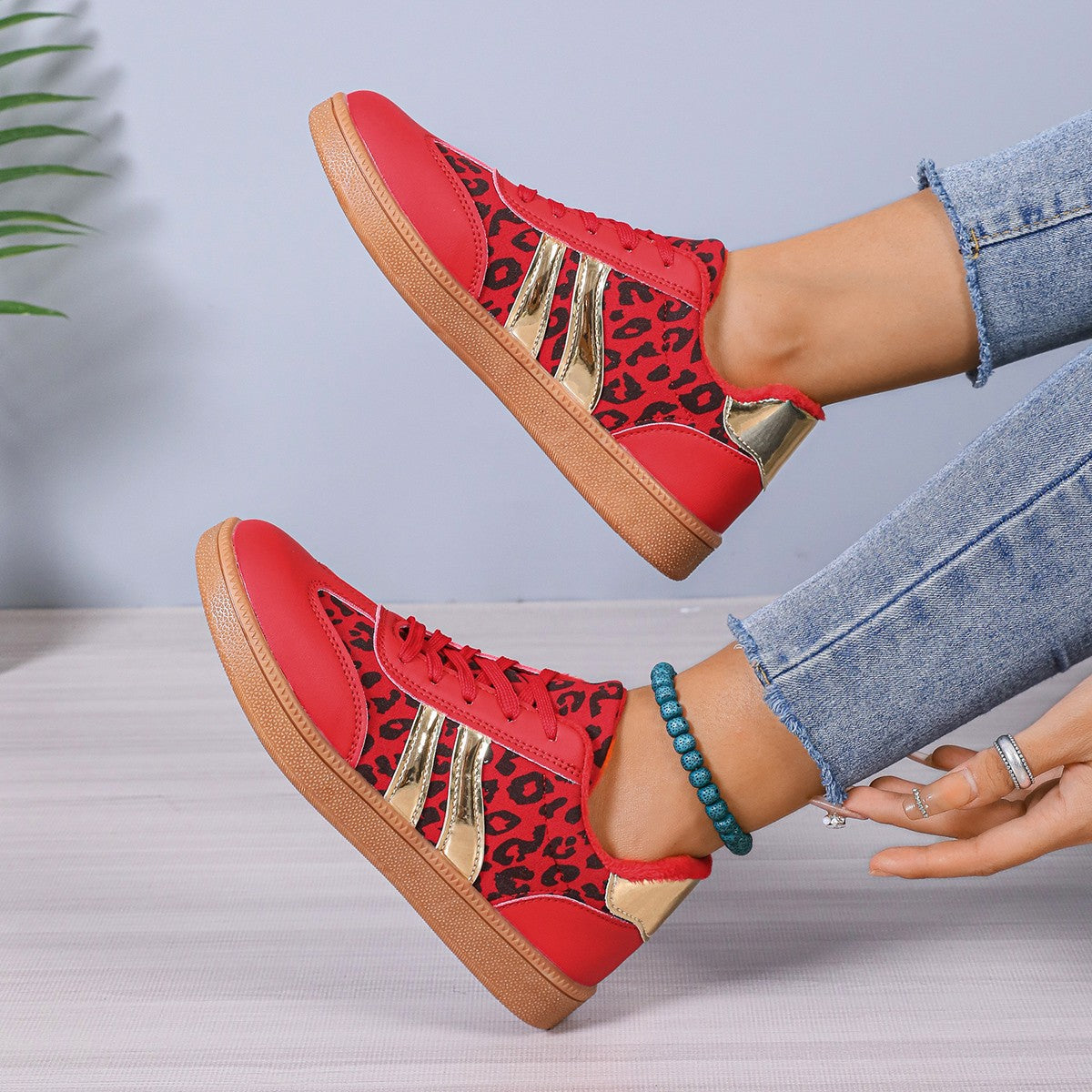 Casual Leopard Print Sports Women Shoes