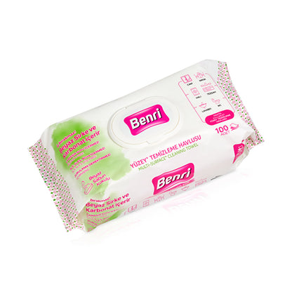 Benri Surface Cleaning Wipes 100 Pack - Streak-Free Formula | Fresh Scent