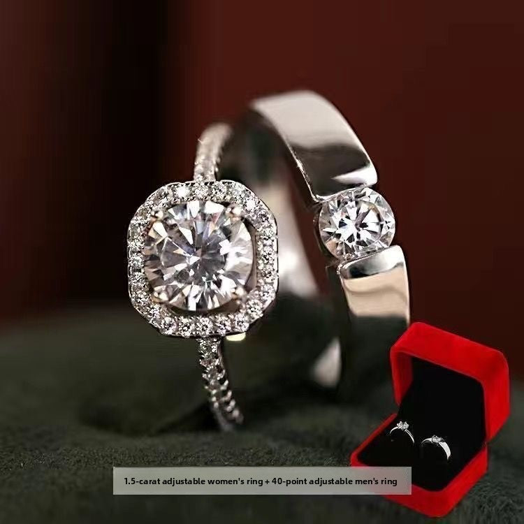 Simulation Adjustable Wedding Ring Set