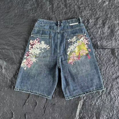 Casual Long Pants Plum Blossom Embroidery
