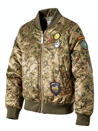 Limited Too Girls Too Bomber W/Patches &amp; Quilted Sleeves, Size 5/6