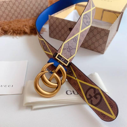 GUCCI Embellished coated-canvas and leather belt &
