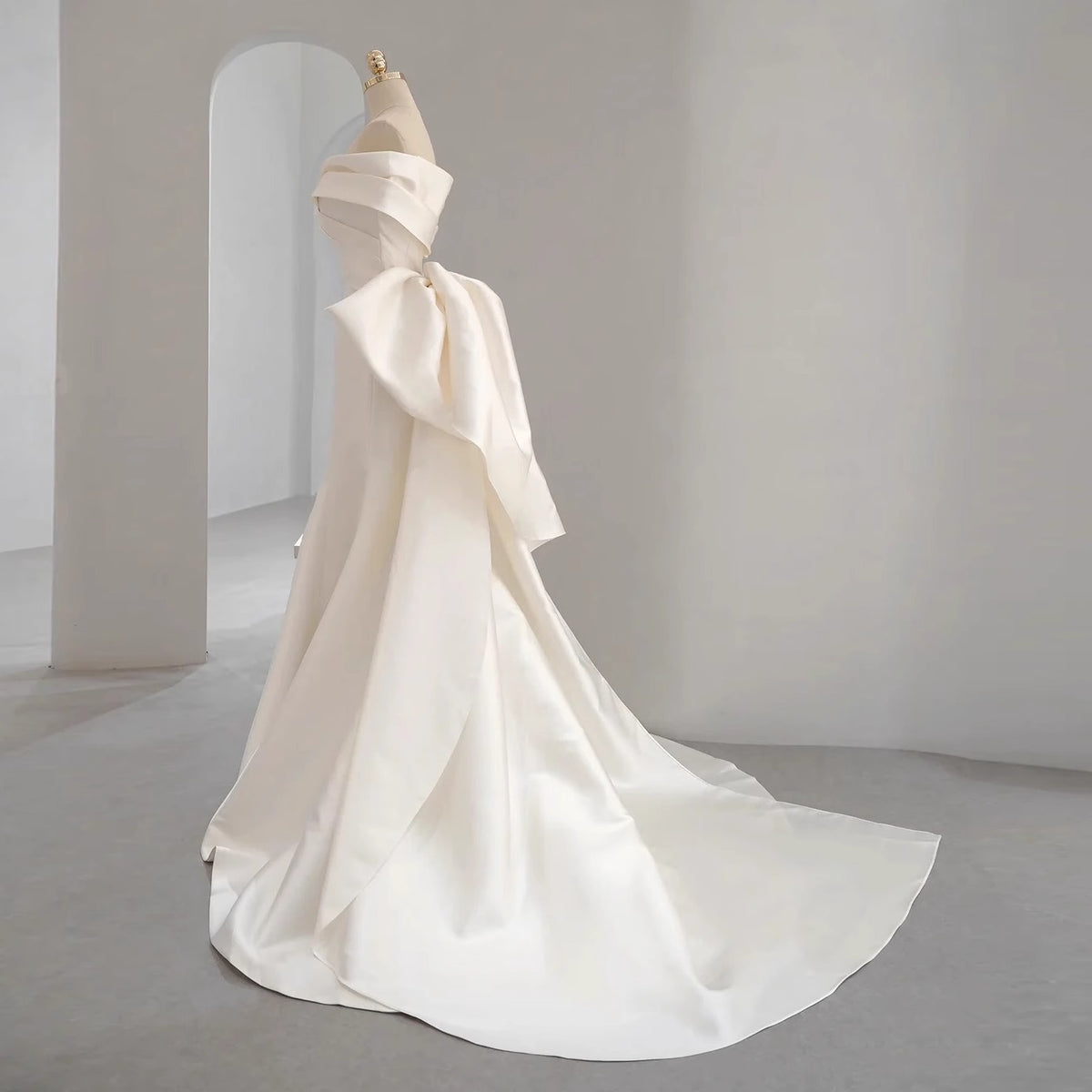 French Satin Fishtail Wedding Dress