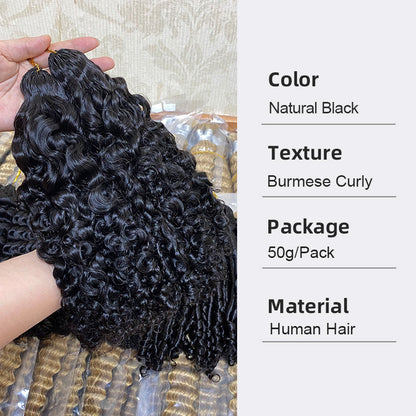 Real Human Hair Crochet Wigs Burmese Curly Crochet Human Hair Extensions