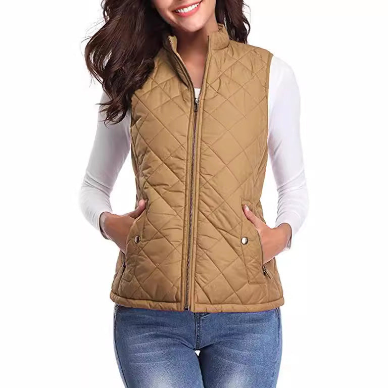 Quilted Stand Collar Cotton Vest