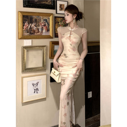 Vintage Floral Cheongsam Dress
