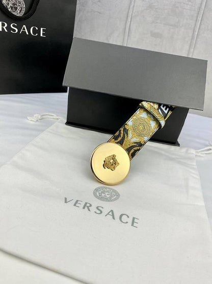 Versace MEDUSA BIGGIE ENAMEL LEATHER BELT