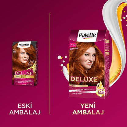 Palette Deluxe Intense Copper Hair Dye 7-77 - Long-Lasting, Nourishing Hair Color