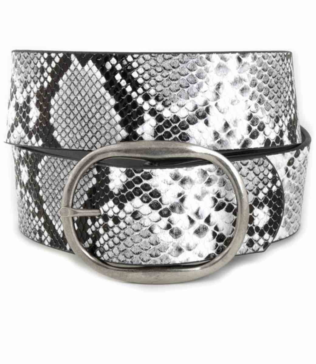 Pam Oval Buckle Belt - Black Snake