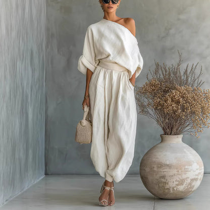 Womens Polyester Wide Leg Pants Suit