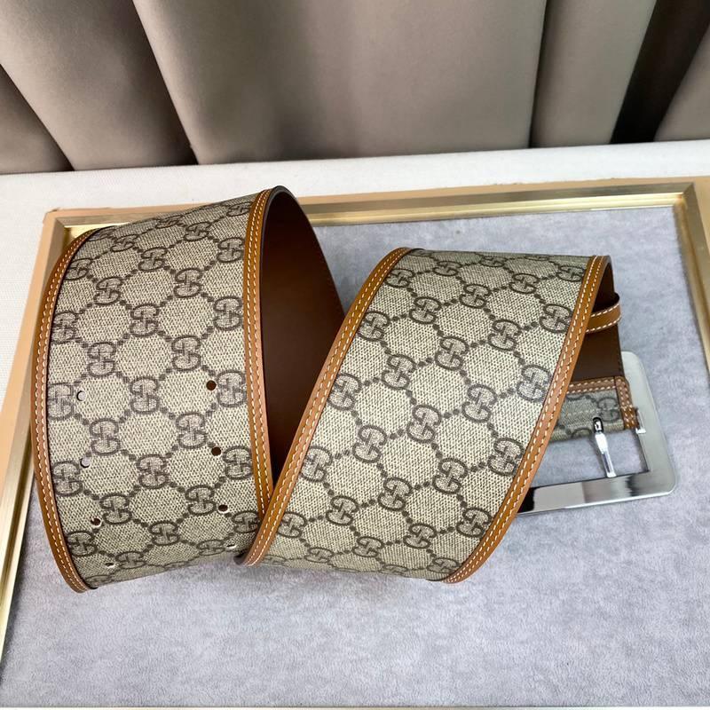 GUCCI Embellished coated-canvas and leather Women belt &
