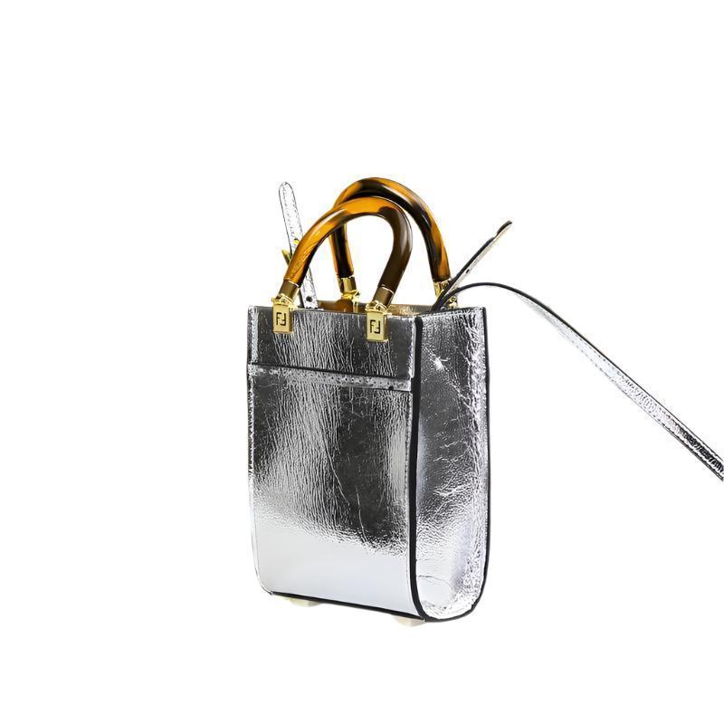 Fendi  Vitello King Plexiglass Logo Embossed Mini Fendi Sunshine Shopper Tote