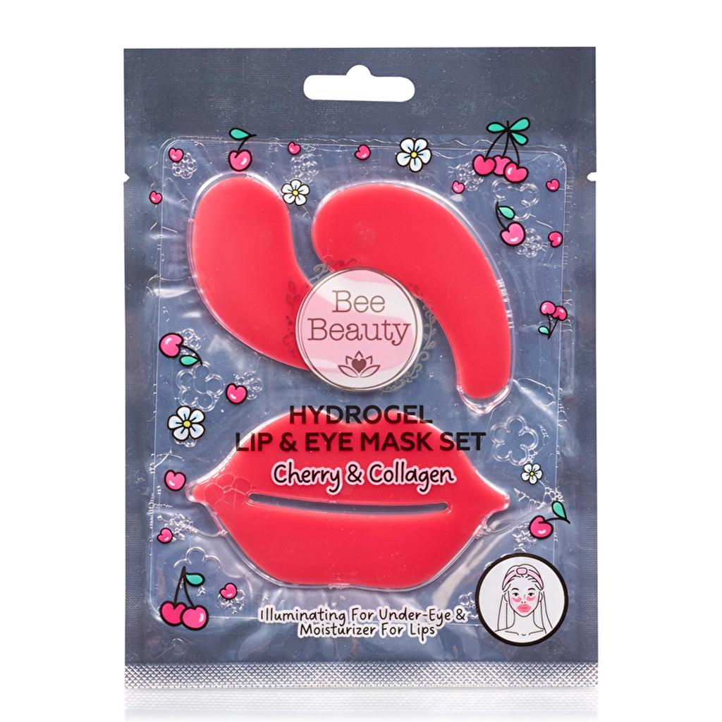 Bee Beauty Cherry Hydrogel Lip &amp; Eye Mask Set for Soft Skin