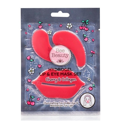 Bee Beauty Cherry Hydrogel Lip &amp; Eye Mask Set for Soft Skin