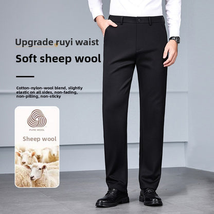 Mens Wool Blend Straight Leg Pants