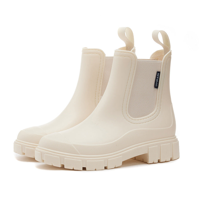 Women Waterproof Mid-Calf PVC Rain Boots with Non-Slip Sole