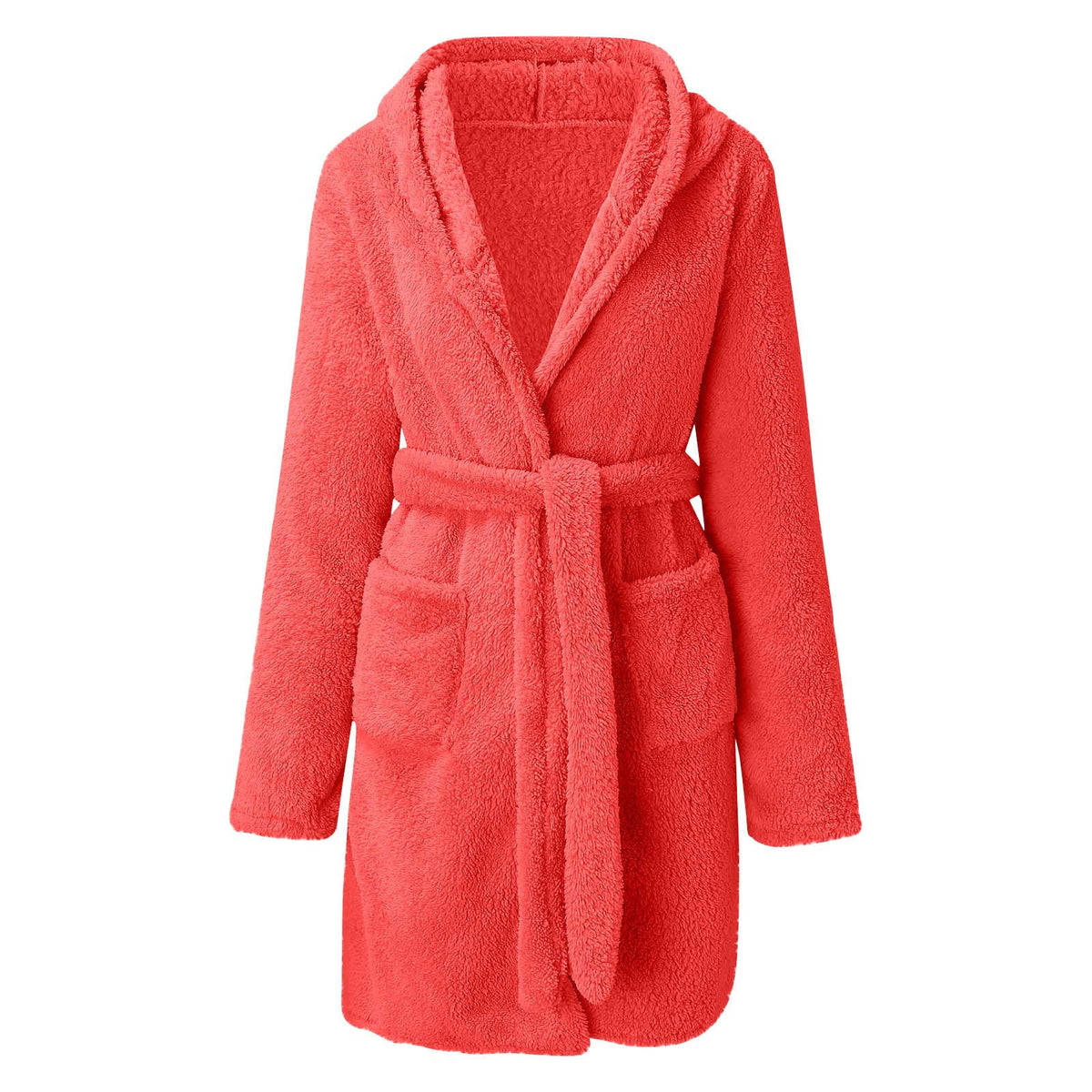 Plush Hooded Fleece Bathrobe for Home