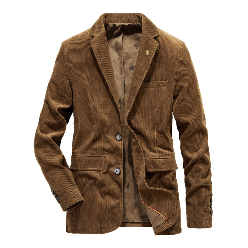 Mens Corduroy Suit Jacket Retro Casual Blazer